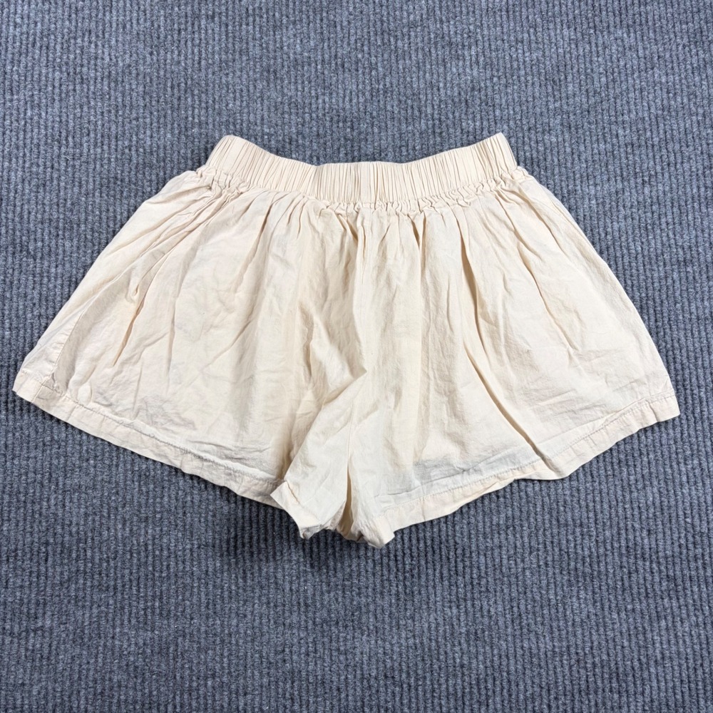 Mable Shorts Women S Beige Elastic Waist Cotton  Boho Casual Relaxed - Picture 4 of 7